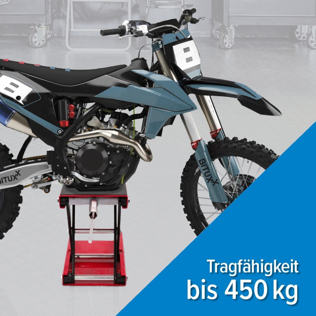 Profesionální centrální stojan BITUXX 450 kg pro motocykl enduro, offroad, silniční M19739